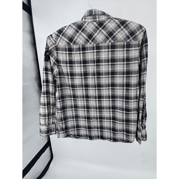 Harley Davidson Flannel Shirt XL Plaid Patches Button Up Embroidered Pearl Snaps - Picture 13 of 15
